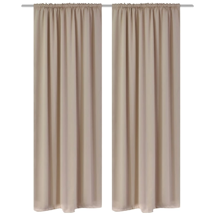 130374 2 pcs Cream Slot-Headed Blackout Curtains 135 x 245 cm