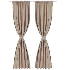 130374 2 pcs Cream Slot-Headed Blackout Curtains 135 x 245 cm