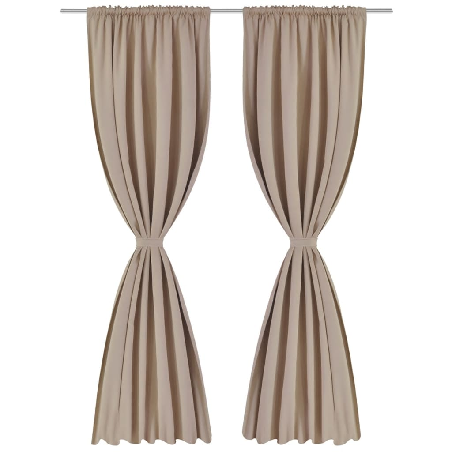 130374 2 pcs Cream Slot-Headed Blackout Curtains 135 x 245 cm