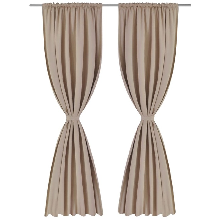 130374 2 pcs Cream Slot-Headed Blackout Curtains 135 x 245 cm