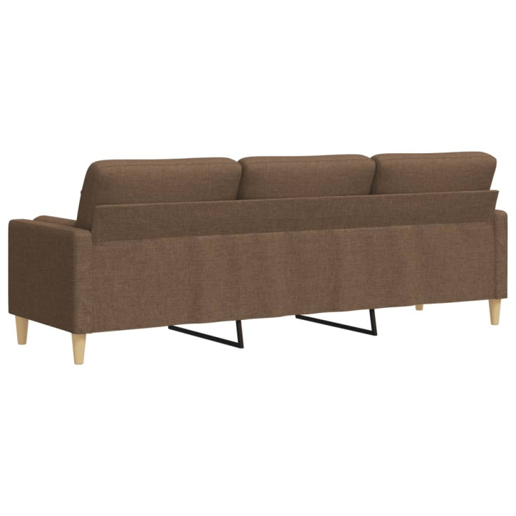 Trivietė sofa su pagalvėlėmis, rudos spalvos, 210cm, audinys