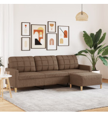 Trivietė sofa su pakoja, rudos spalvos, 210cm, audinys