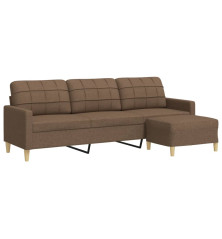 Trivietė sofa su pakoja, rudos spalvos, 210cm, audinys