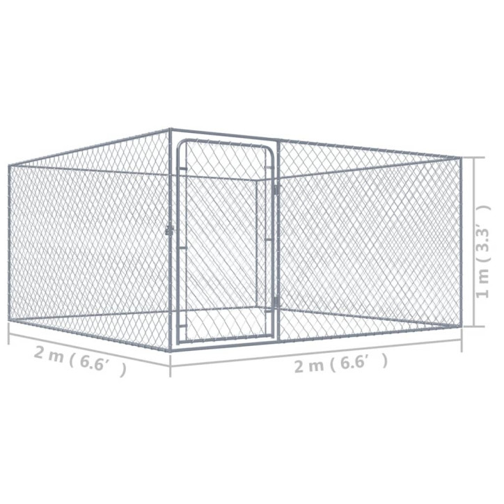 Lauko voljeras šunims, 2x2x1m, galvanizuotas plienas