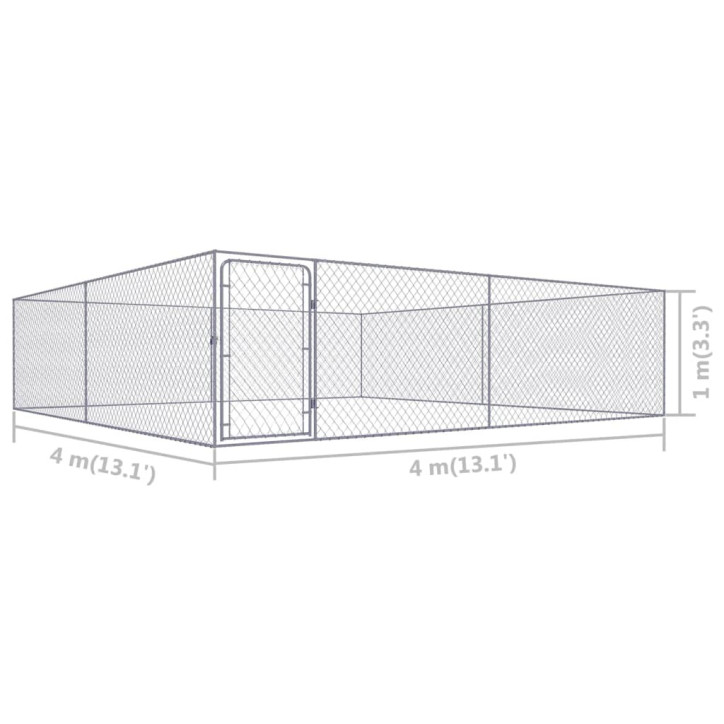 Lauko voljeras šunims, 4x4x1m, galvanizuotas plienas