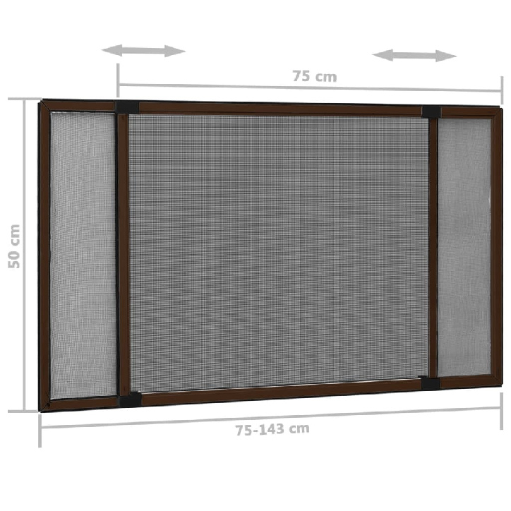 Tinklelis nuo vabzdžių langams, rudas, (75-143)x50cm