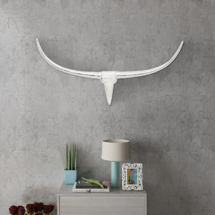 242337 Wall Mounted Aluminium Bull's Head Decoration Silver 96 cm