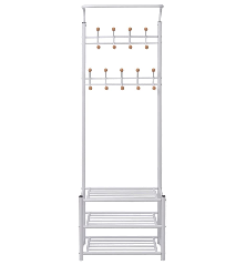 Drabužių kabykla su lentynomis batams, 68x32x182,5 cm balta