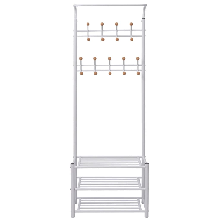 Drabužių kabykla su lentynomis batams, 68x32x182,5 cm balta