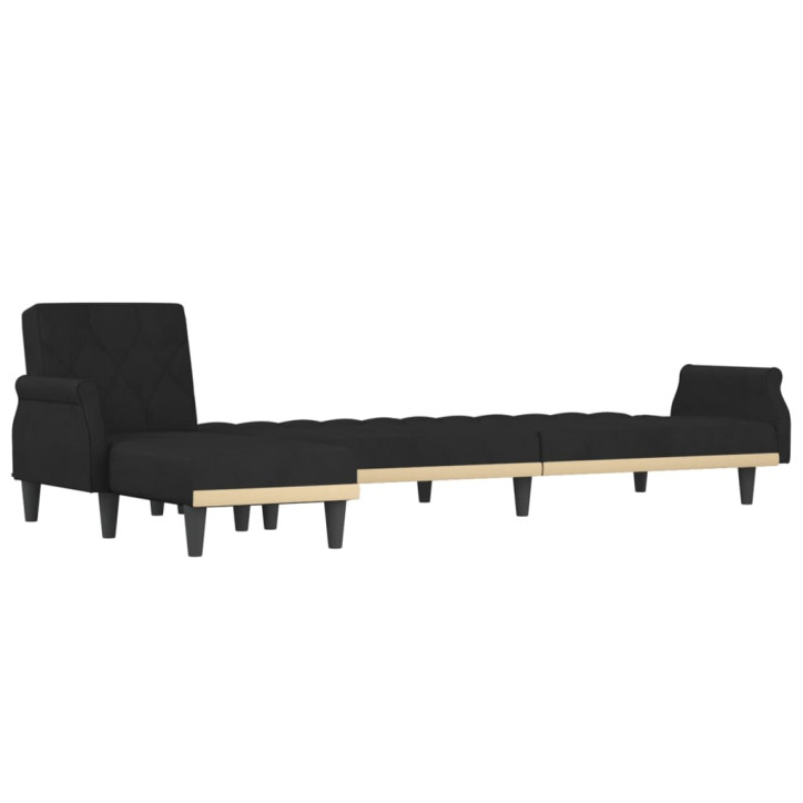 L formos sofa-lova, juodos spalvos, 271x140x70cm, aksomas