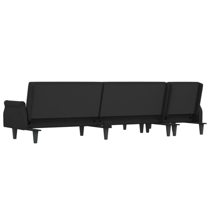 L formos sofa-lova, juodos spalvos, 271x140x70cm, aksomas