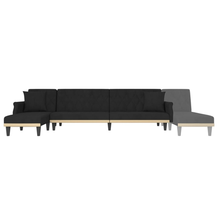 L formos sofa-lova, juodos spalvos, 271x140x70cm, aksomas