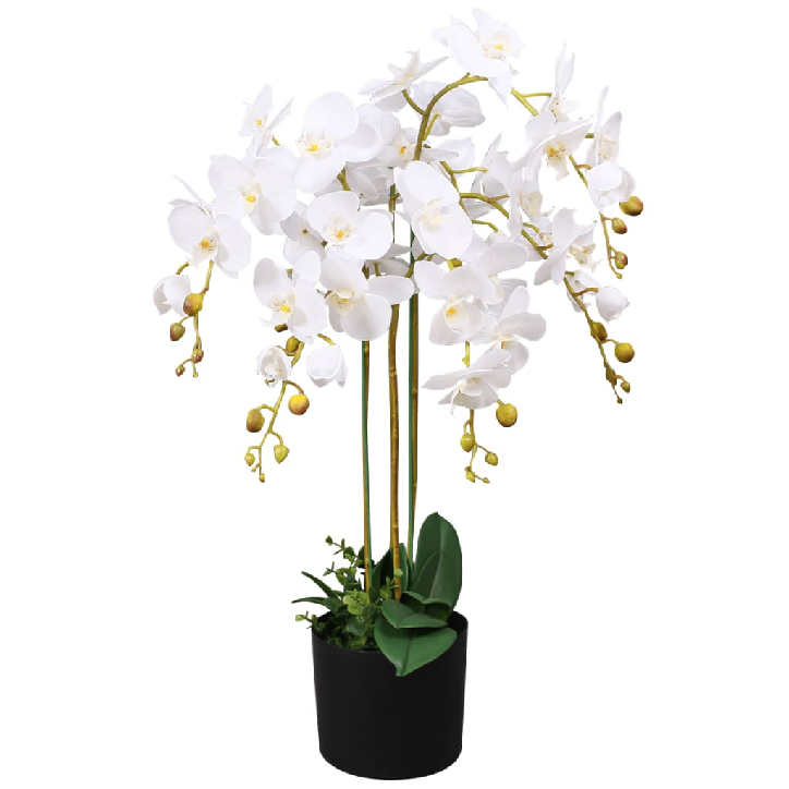 Dirbtinė orchidėja su vazonu, 75 cm, balta