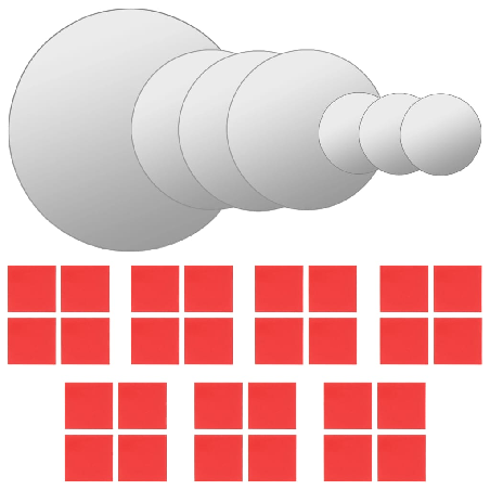 Sieninių veidrodžių komplektas, 7d., apvalus, stiklas