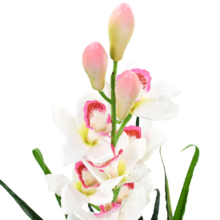 Dirbtinė Cymbidium orchidėja su vazonu, 100cm, žalia