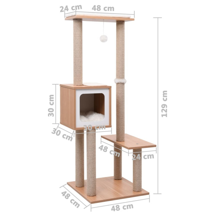 Draskyklė katėms su kilimėliu iš sizalio, 129cm