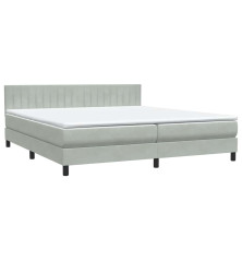 Box Spring Lova su čiužiniu Šviesiai pilka 180x220 cm aksomas