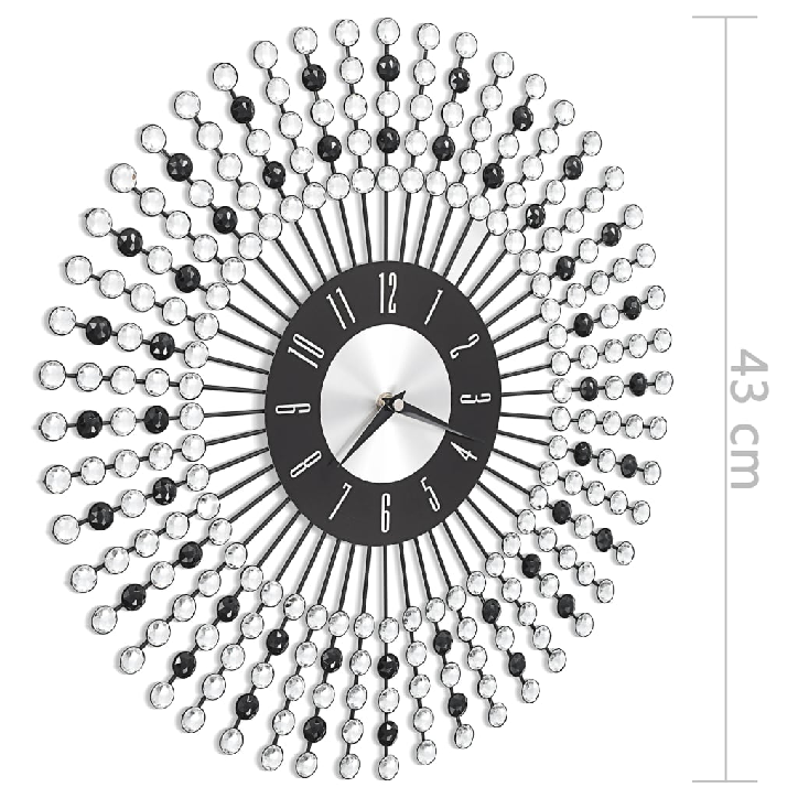 Sieninis laikrodis, juodos spalvos, 43 cm, metalas