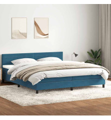 Box Spring Lova su čiužiniu Tamsiai mėlyna 180x220 cm aksomas