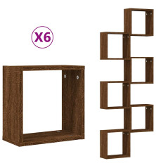 Wall Cube Lentynos 6 vnt Rudas ąžuolas 30x15x30 cm