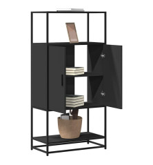 Highboard Black 68x35x139 cm Mediena ir metalas