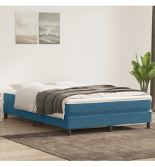 Box Spring Lova be čiužinio Tamsiai mėlyna 140x220 cm aksomas