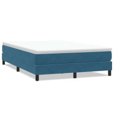 Box Spring Lova be čiužinio Tamsiai mėlyna 140x220 cm aksomas