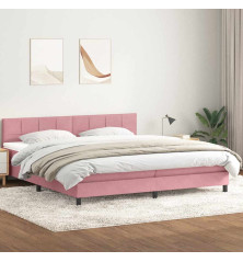 Box Spring Lova su čiužiniu Rožinis 200x220 cm aksomas