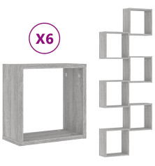 Wall Cube lentynos 6 vnt Pilka Sonoma 30x15x30 cm