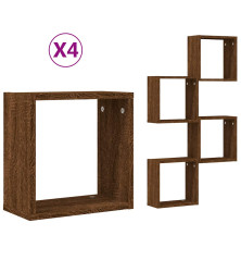 Wall Cube Lentynos 4 vnt Rudas ąžuolas 30x15x30 cm