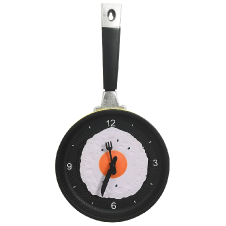 325164  Wall Clock with Fried Egg Pan Design 18,8 cm