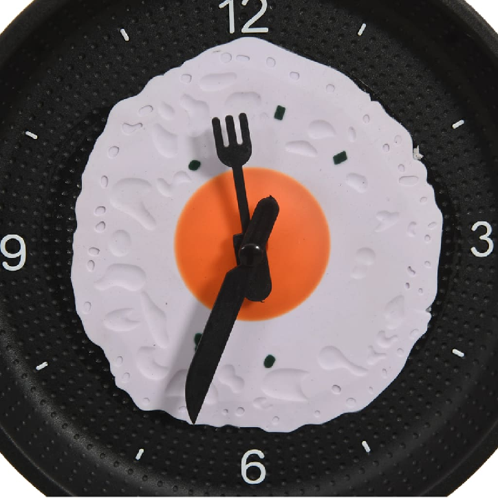 325164  Wall Clock with Fried Egg Pan Design 18,8 cm