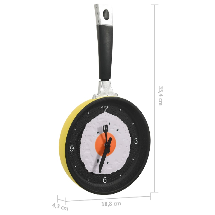 325164  Wall Clock with Fried Egg Pan Design 18,8 cm