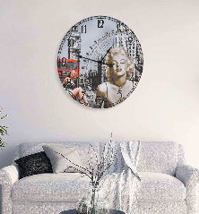 Sieninis laikrodis, 60cm, vintažinio dizaino, su Marilyn Monroe