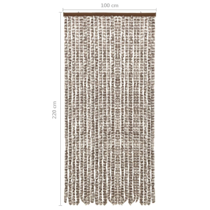 Užuolaida nuo vabzdžių, taupe ir balta, 100x220cm, šenilis