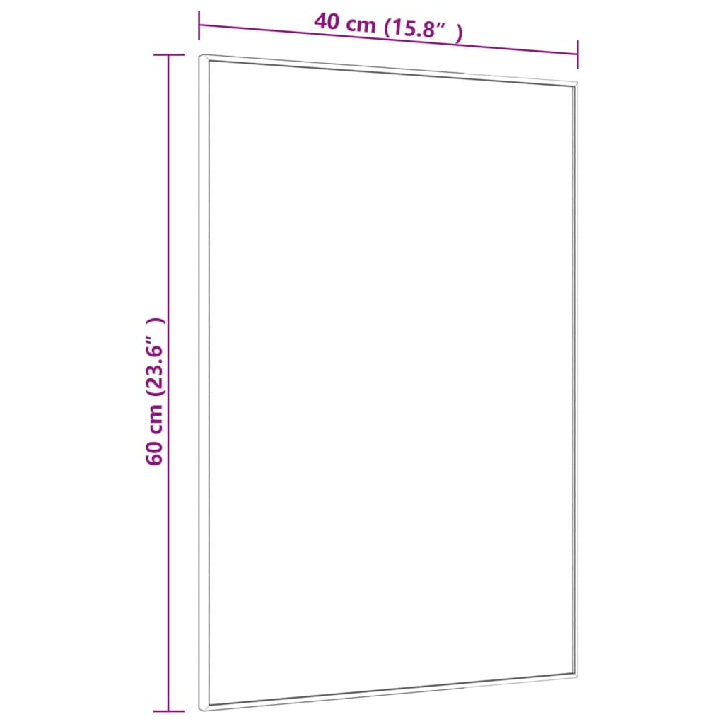 Veidrodis ant durų, juodas, 40x60cm, stiklas ir aliuminis