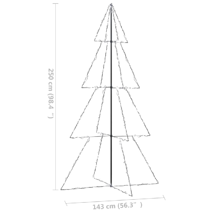 Kalėdų eglutė, 143x250cm, kūgio formos, 360 LED lempučių