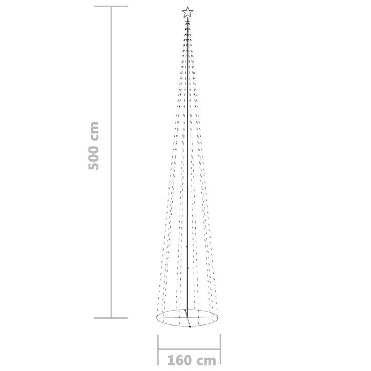 Kalėdų eglutė, 160x500cm, kūgio formos, 752 mėlynos LED