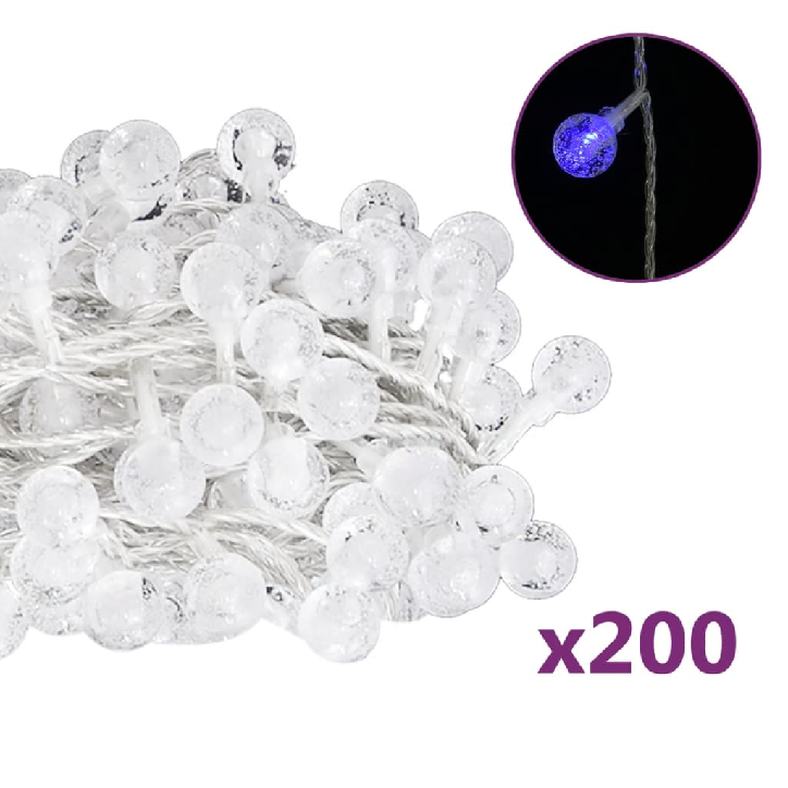 Rutuliukų girlianda, 20m, 200 mėlynų LED, 8 funkcijos