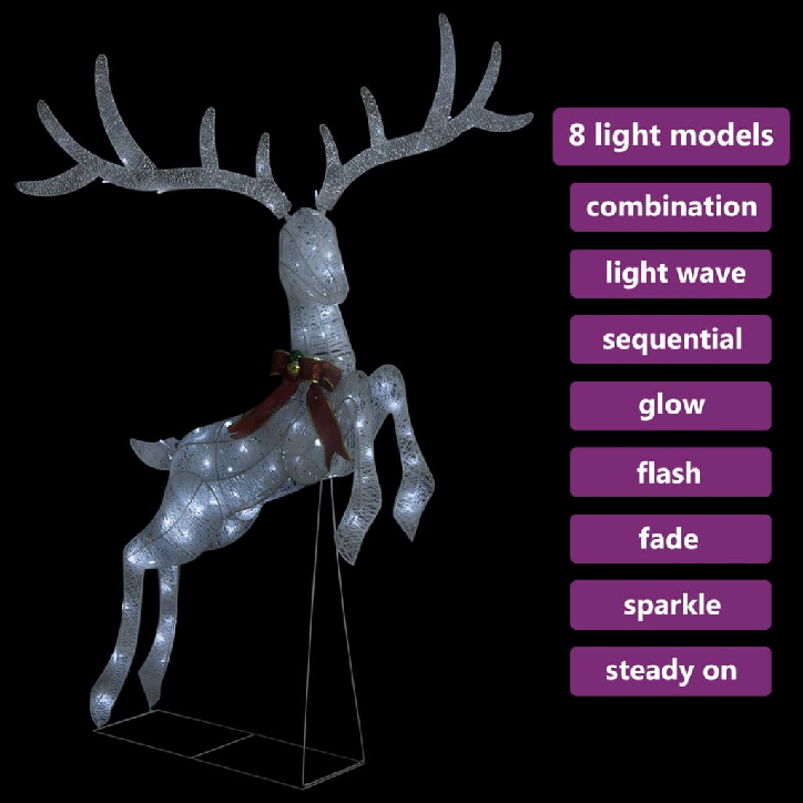 Kalėdinė dekoracija skrendantis elnias, sidabrinis, 120 LED