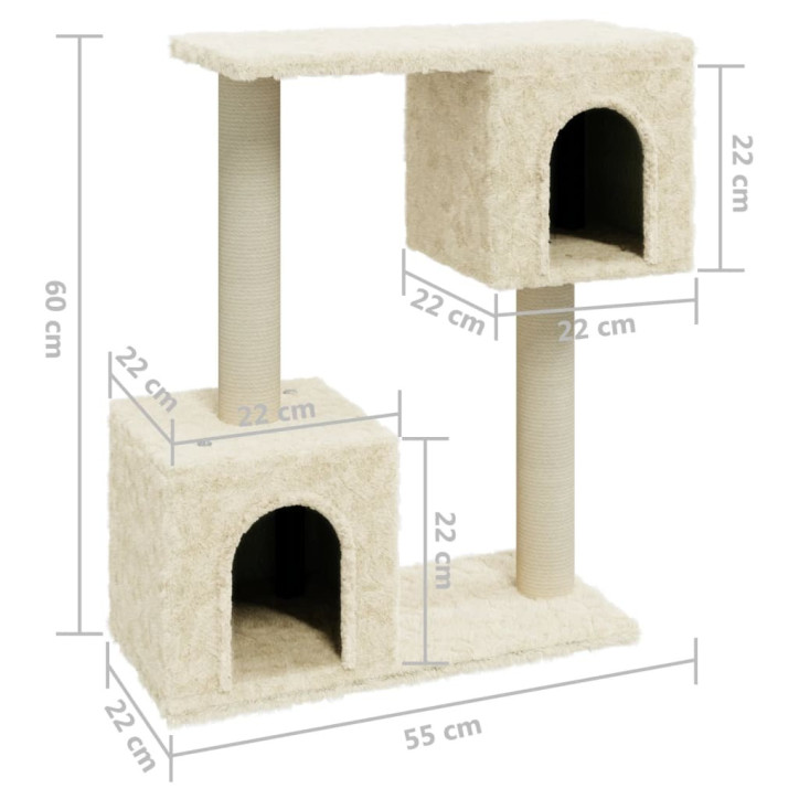 Draskyklė katėms su stovais iš sizalio, kreminės spalvos, 60cm