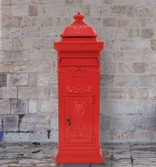 Pašto dėžutė, kolonos pavid., aliuminis, nerūdijanti, raudona