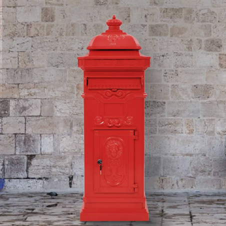 Pašto dėžutė, kolonos pavid., aliuminis, nerūdijanti, raudona