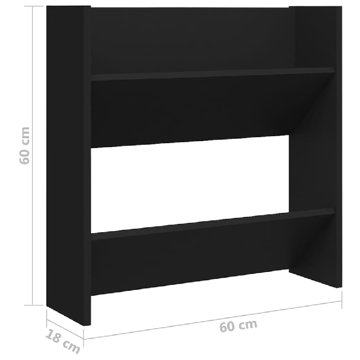 Sieninės spintelės batams, 4vnt., juodos, 60x18x60cm, MDP