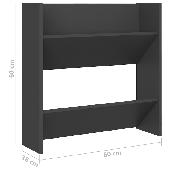 Sieninės spintelės batams, 4vnt., pilkos, 60x18x60cm, MDP