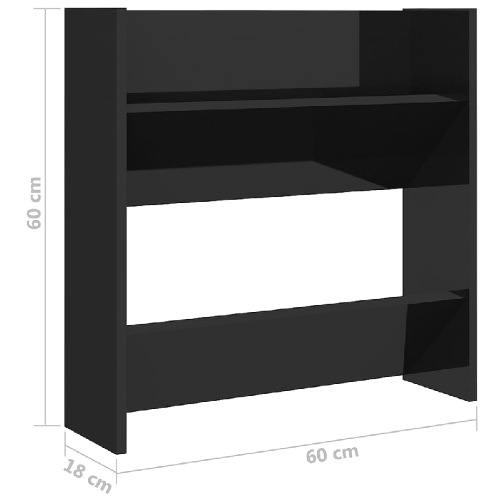 Sieninės spintelės batams, 2vnt., juodos, 60x18x60cm, MDP