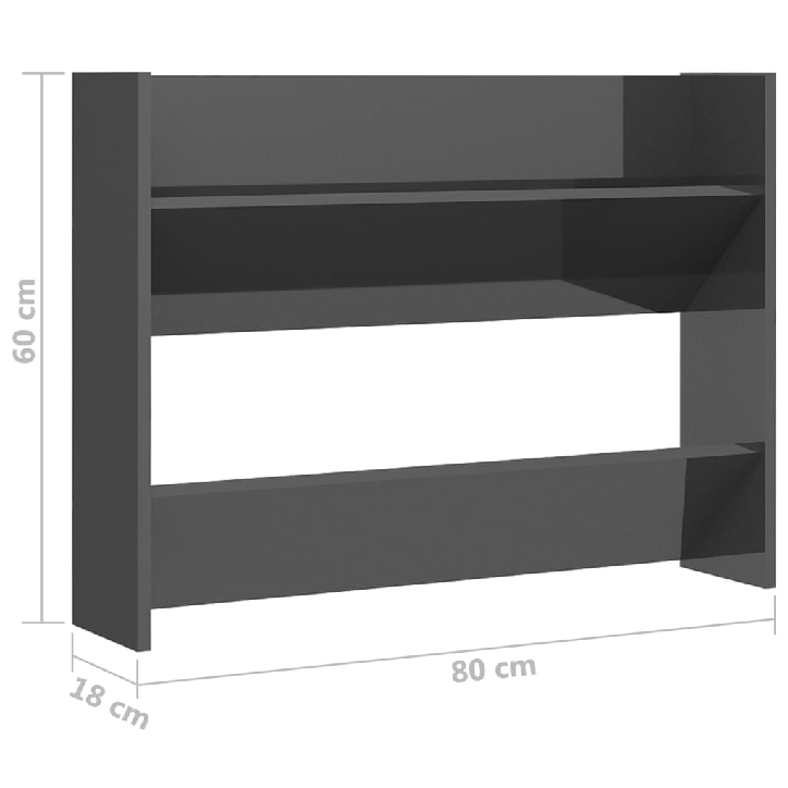 Sieninės spintelės batams, 2vnt., pilkos, 80x18x60cm, MDP