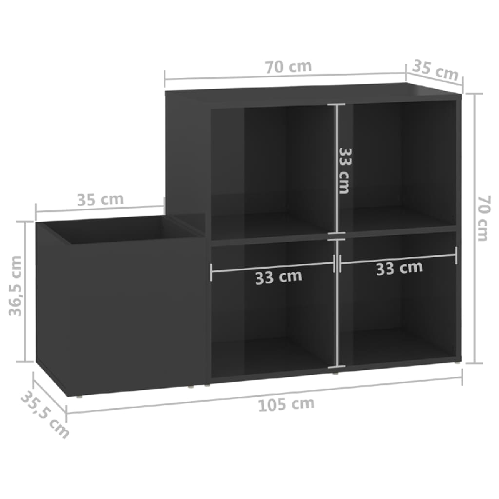 Koridoriaus spintelė batams, pilka, 105x35,5x70cm, MDP, blizgi