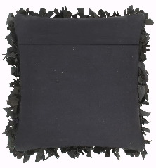 Pagalvėlė Shaggy, juodos spalvos, 60x60cm, oda ir medvilnė