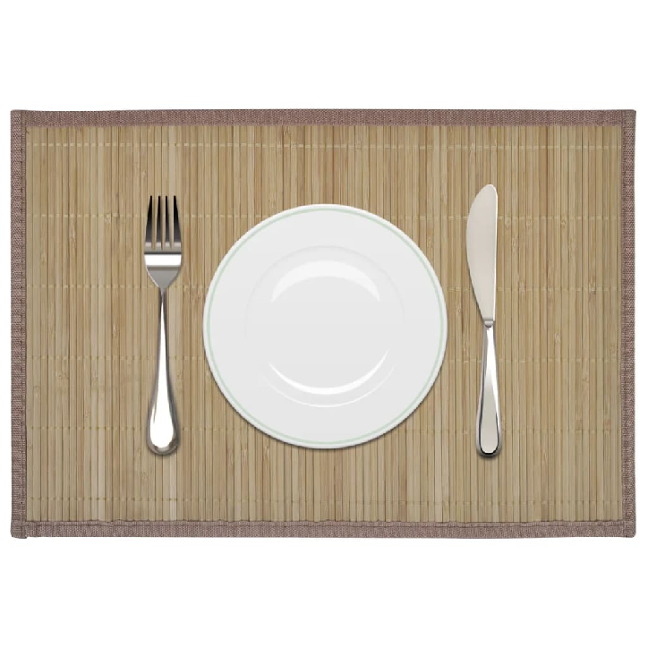 242108 6 Bamboo Placemats 30 x 45 cm Brown